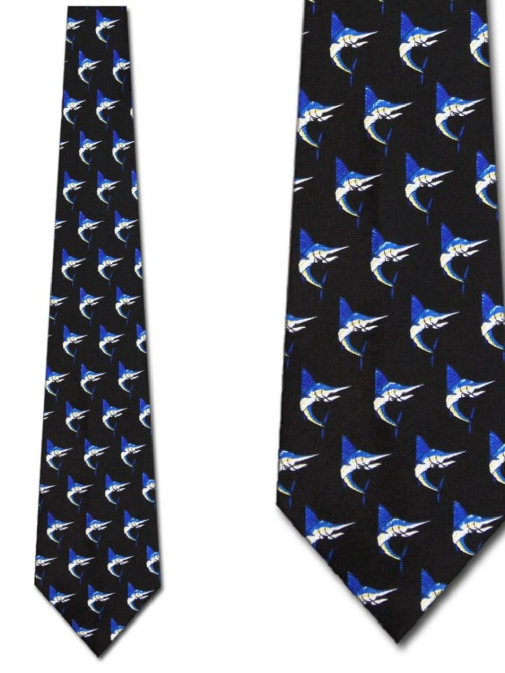 Puritan 100% Silk Sailfish Novelty Tie | Black | Handmade | Fishing Gift
